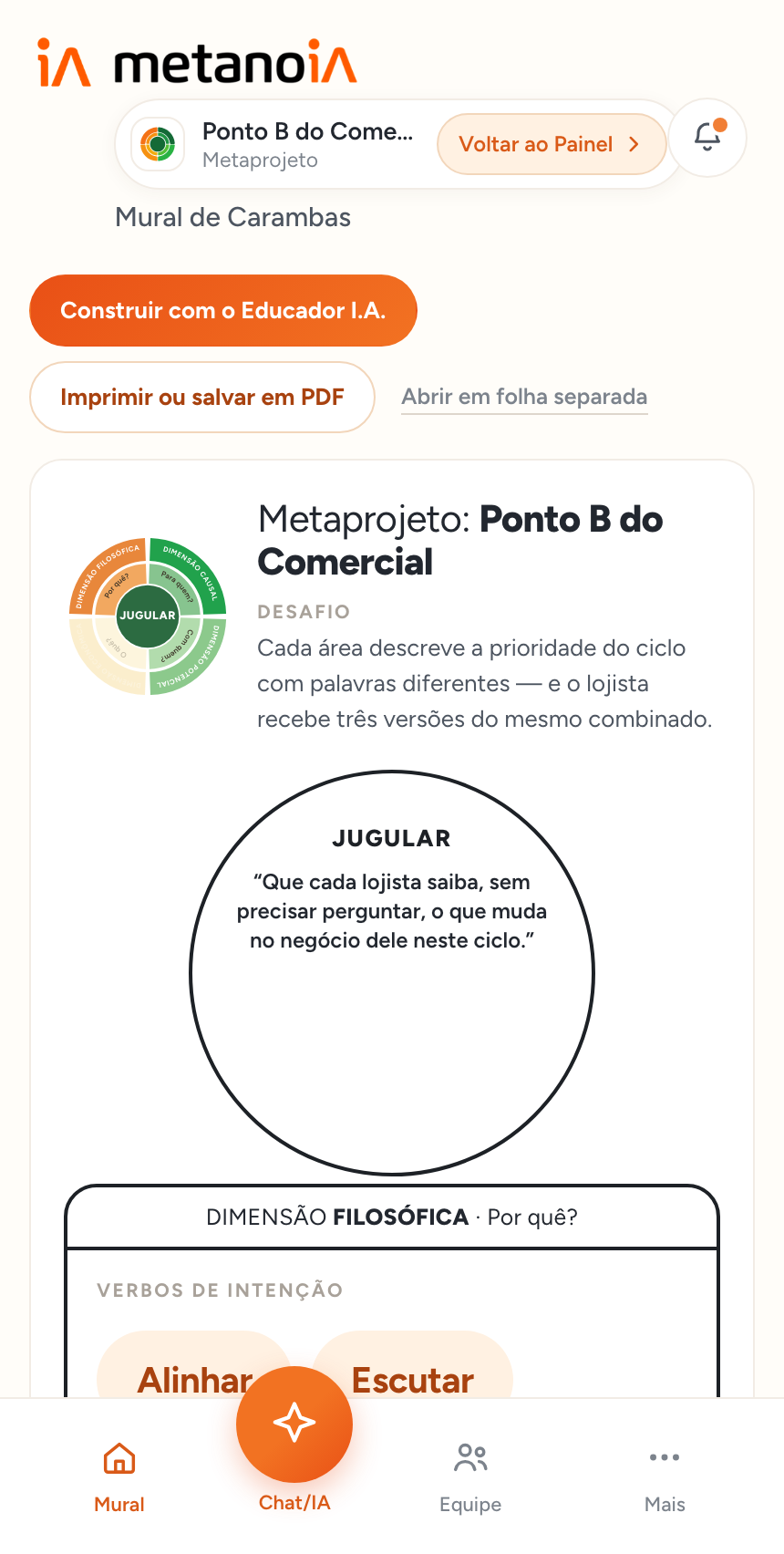 Aplicativo metanoIA no celular