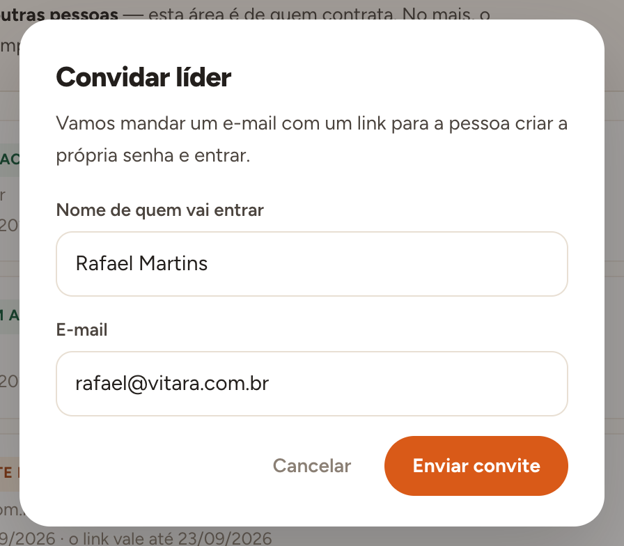 Caixa de convite de líder