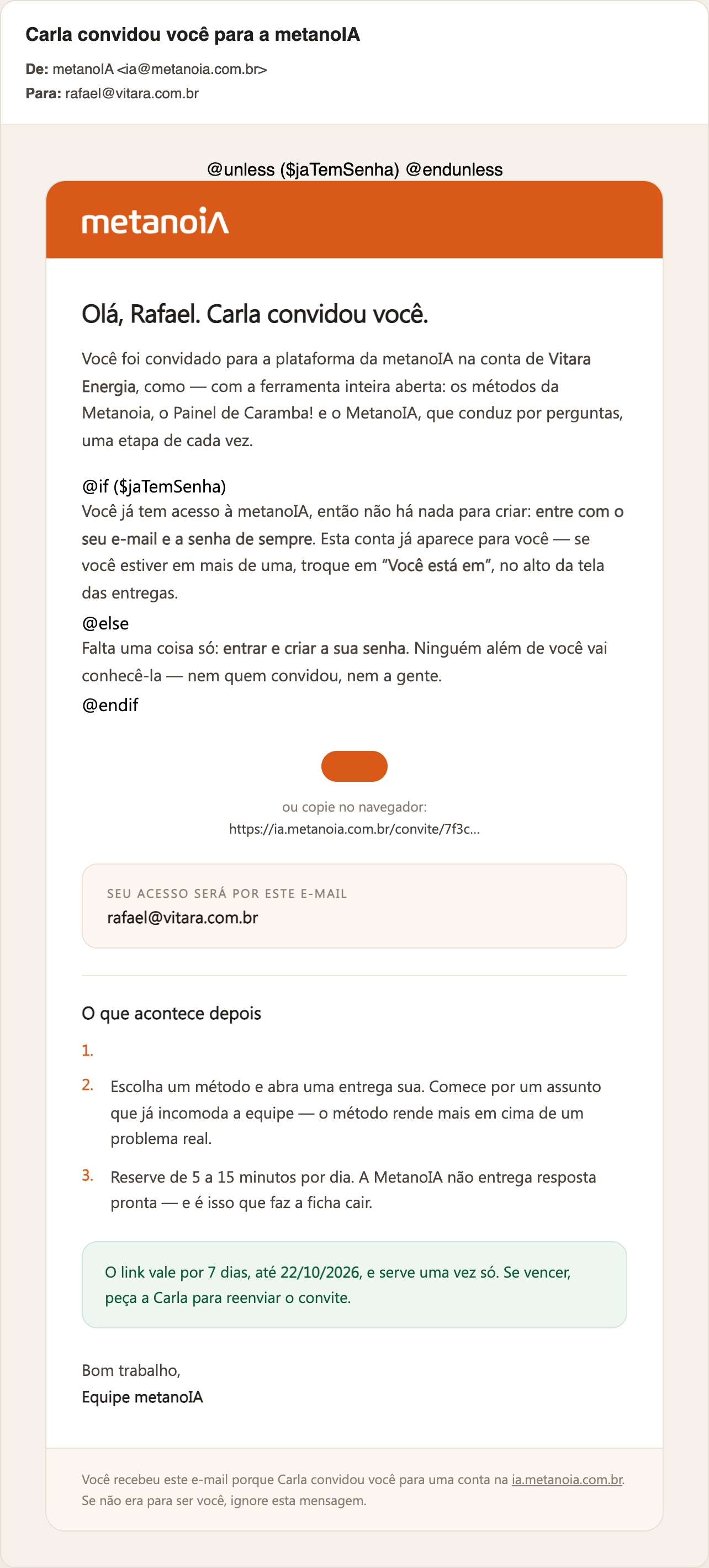 E-mail de convite
