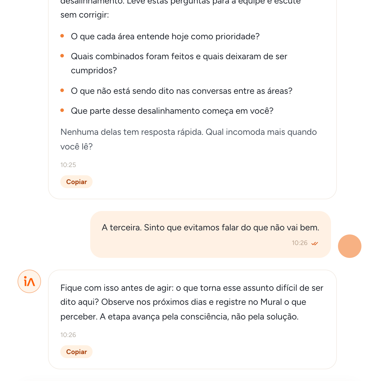 Mensagens do chat